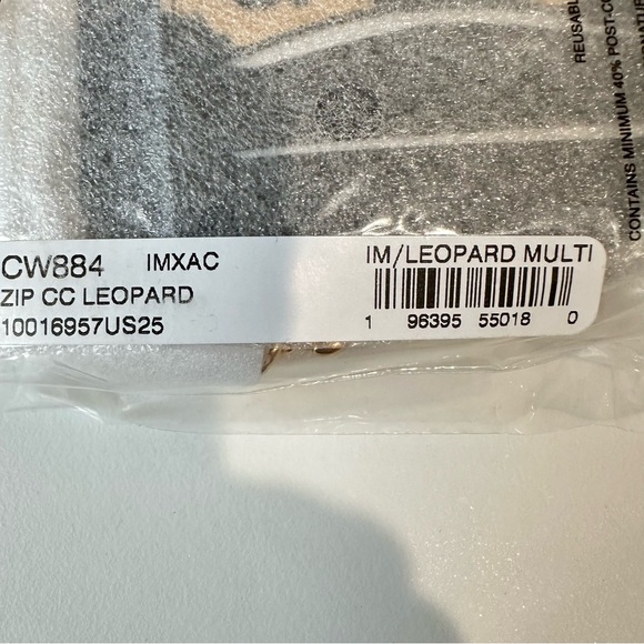 New Coach Zip Card Case With Leopard Print Style CW884 in Black & Tan - Picture 9 of 10